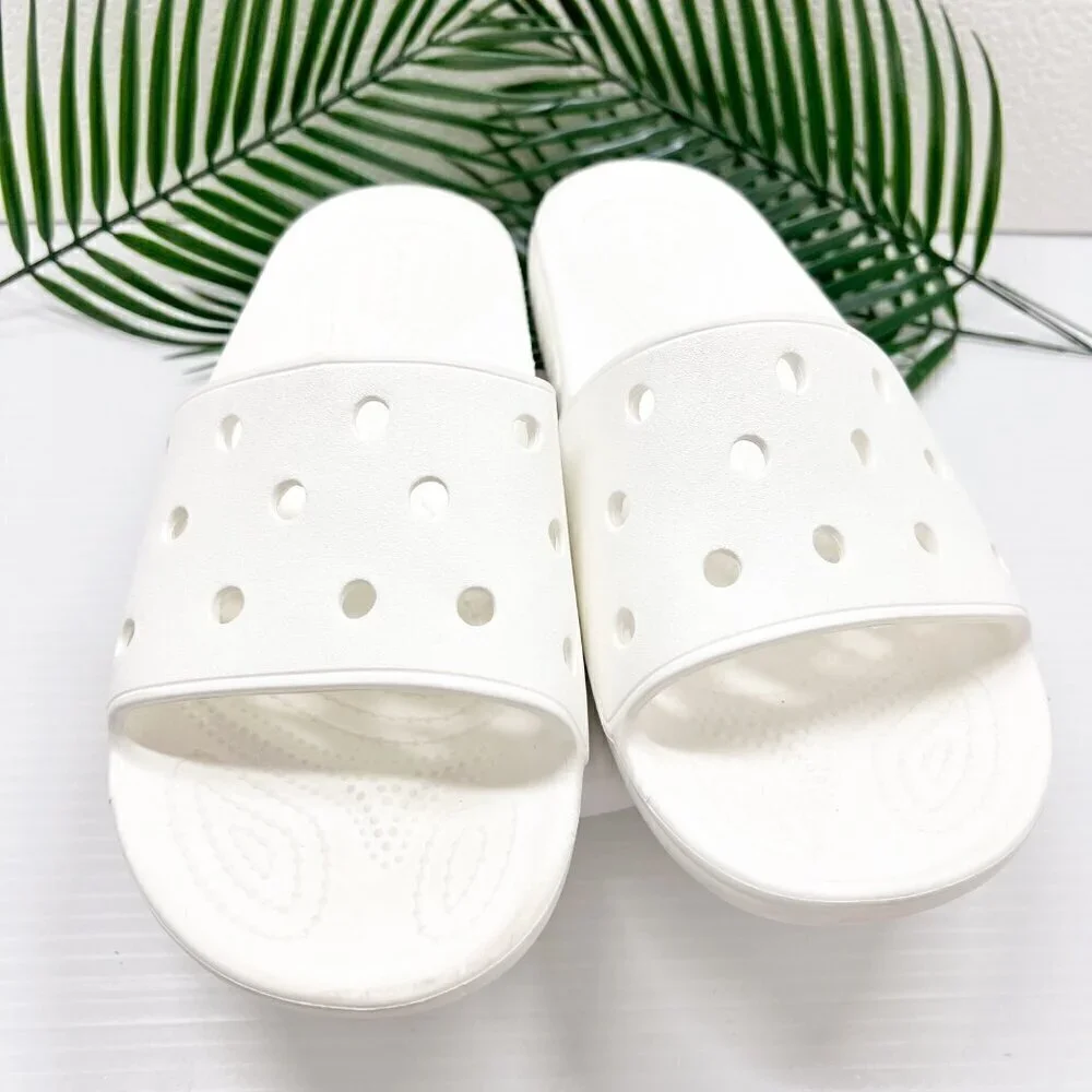 Crocs Unisex Adults' White Croslite Slip On Classic Slide Sandals Size 9M 11W